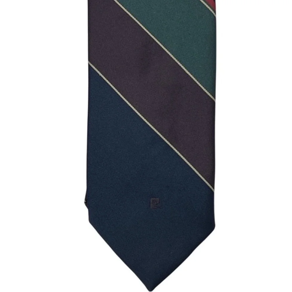 Pierre Cardin Tie Navy Burgundy Green Striped Made In Italy Classic‎ Designer